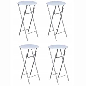vidaXL Table de bar 4 Pièces avec dessus de table en MDF Blanc