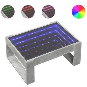 vidaXL Table basse avec LED infini gris béton 70x53x30 cm