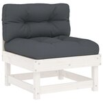 vidaXL Salon de jardin 8 Pièces avec coussins blanc bois massif