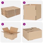 vidaXL Boîte Pliable 50 Pièces Marron 20 x 15 x 10 cm Carton