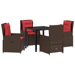 vidaXL Ensemble de salle à manger pour jardin 5 Pièces Marron Poly rotin