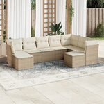 vidaXL Salon de jardin avec coussins 9 Pièces beige résine tressée