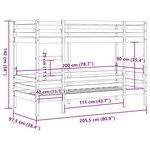 vidaXL Lit superposé sans matelas cire marron 90x200 cm pin massif