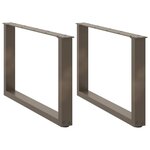 vidaXL Pieds de table basse en U  2 pièces  acier naturel  60 x (42-43) cm
