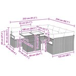 Ensemble de canapé de jardin de 9 pièces avec coussins beige en poly rattan