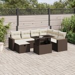 vidaXL Salon de jardin 8 Pièces avec coussins marron résine tressée