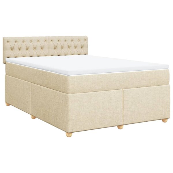 vidaXL Sommier à lattes de lit avec matelas Crème 140x200 cm Tissu