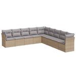 vidaXL Salon de jardin avec coussins 9 Pièces beige résine tressée