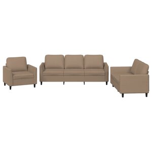vidaXL Ensemble de canapés 3 Pièces avec coussins Cappuccino Similicuir