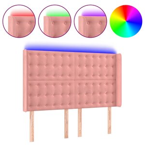 vidaXL Tête de lit à LED Rose 147x16x118/128 cm Velours