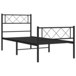 vidaXL Cadre de lit métal sans matelas et pied de lit noir 100x200 cm