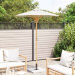 vidaXL Parasol de jardin Ø 150 x 210 cm Bambou Rond Crème blanc