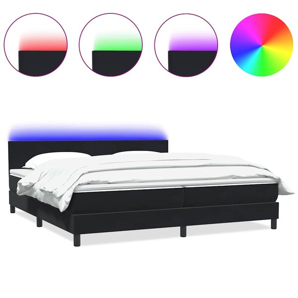vidaXL Sommier à lattes de lit avec matelas et LED noir 180x210 cm velours