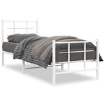 vidaXL Cadre de lit métal avec tête de lit/pied de lit blanc 75x190 cm