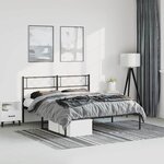 vidaXL Cadre de lit métal sans matelas avec tête de lit noir 135x190cm