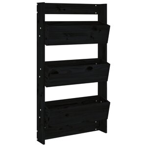 vidaXL Jardinière murale 3 niveaux 60x18 5x110 cm noir bois pin massif