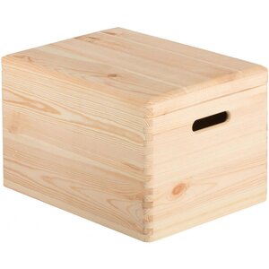 Boîte de rangement en pin massif avec couvercle taille 4