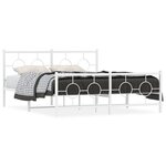 vidaXL Cadre de lit métal sans matelas et pied de lit blanc 150x200 cm