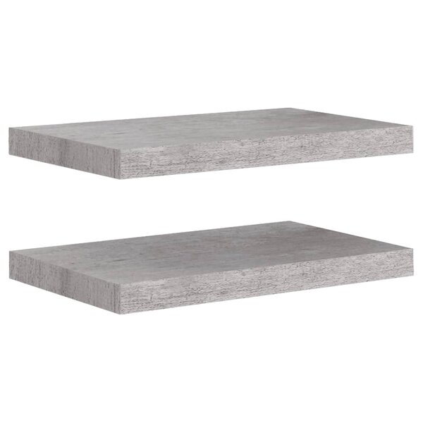 vidaXL Étagères murales flottantes 2 Pièces gris béton 50x23x3 8 cm MDF