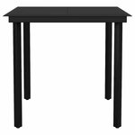 vidaXL Ensemble à manger de jardin et coussins 3 Pièces noir rotin verre