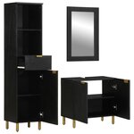 vidaXL Ensemble de meubles salle de bain 3 Pièces noir bois d'ingénierie