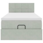 vidaXL Cadre de lit ottoman et matelas gris clair 100x200 cm velours