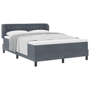 vidaXL Lit à ressorts avec tête de lit Gris foncé 140 x 190 cm Velours