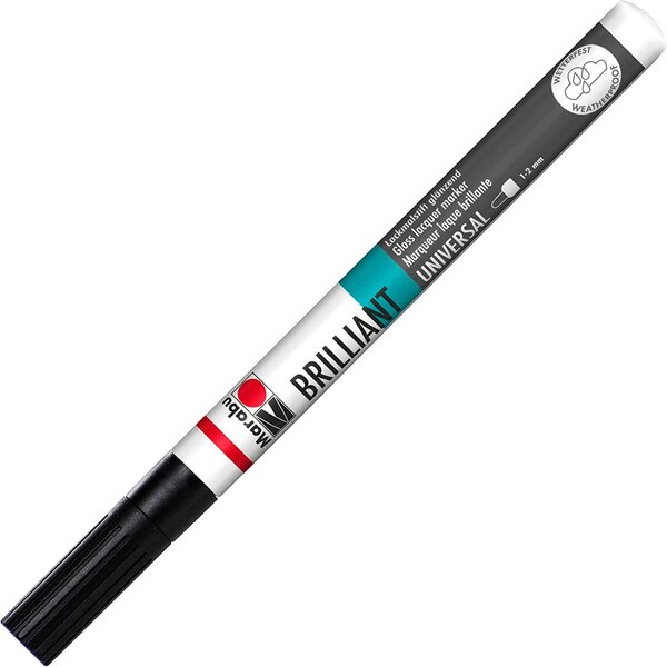 Feutre laque 'brilliant painter' pte ogive 1-2mm noir marabu