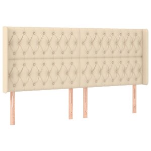 vidaXL Tête de lit avec oreilles Crème 183x16x118/128 cm Tissu