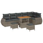 vidaXL Ensemble de canapé de jardin 9 Pièces Gris Poly Rattan