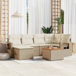 vidaXL Salon de jardin avec coussins 7 Pièces beige résine tressée
