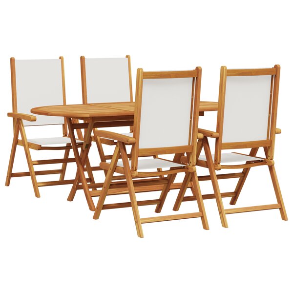 vidaXL Ensemble repas de jardin 5 pièces blanc crème en bois d'acacia