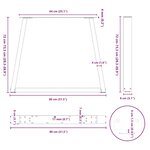 vidaXL Pieds de table à manger en V 3 pièces Noir 80 x (72-73 3) cm Acier