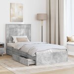 vidaXL Lit de Rangement Gris béton 90 x 190 cm Bois d'ingénierie