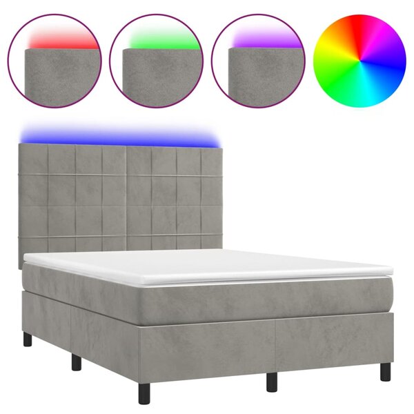 vidaXL Sommier à lattes de lit matelas et LED Gris clair 140x200 cm