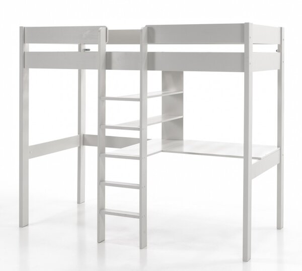 PINO Lit combiné 90x200cm pin massif laqué Blanc