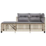 vidaXL Salon de jardin d'angle avec coussins 3Pièces mélange beige rotin