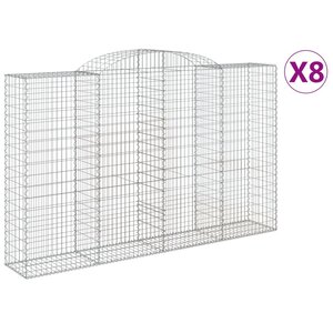 vidaXL Paniers à gabions arqués 8 Pièces 300x50x180/200 cm fer galvanisé
