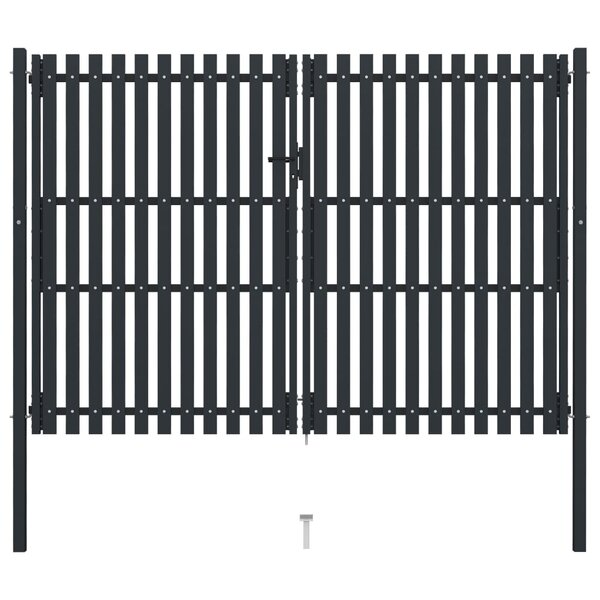 vidaXL Portail de clôture à double porte Acier 306x250 cm Anthracite