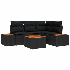 vidaXL Ensemble de canapé de jardin avec coussin 5 Pièces Noir polyrotin