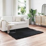 vidaXL Tapis en fausse Tafalla Noir 160 x 160 cm Polyester