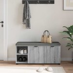 vidaXL Banc d'entrée avec coussin Uni Gris Sonoma 100 x 38 x 46 cm