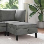 vidaXL Pouf avec Rangement Gris foncé Velours