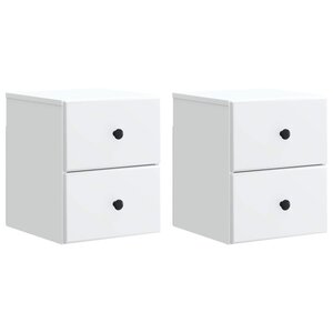 vidaXL Cabinet de chevet mural 2 pc Blanc 34 5 x 33 x 40 cm