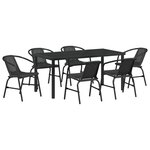 vidaXL Set de salle à manger de jardin 7 pièces en rotin poly noir