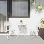 Ensemble de Bistro Pliable 3 Pièces vidaXL Blanc Acier