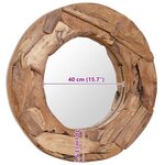vidaXL Miroir décoratif Teck 60 cm Rond