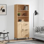 vidaXL Buffet haut Chêne sonoma 69 5x34x180 cm Bois d'ingénierie