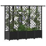 vidaXL Lit Élevé avec Treillis et Toit Noir 202 x 40 x 136 cm PP