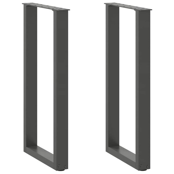 vidaXL Pieds de table console en U  2 pièces  anthracite  28 x (72-73) cm  acier